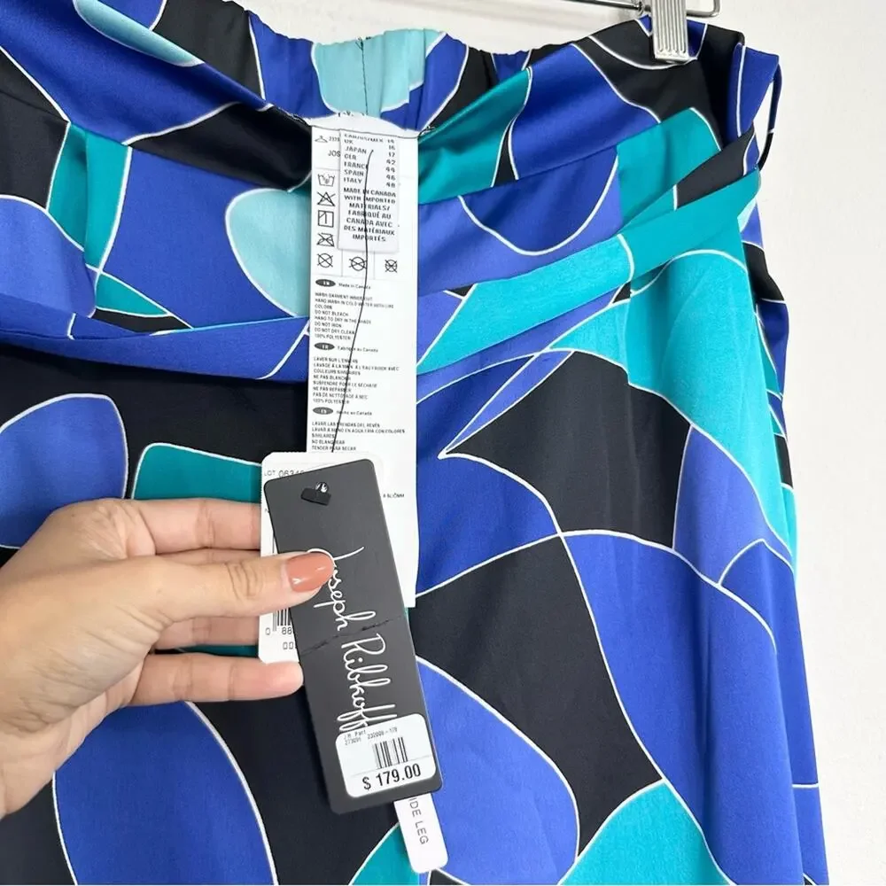 NWT Joseph Ribkoff Abstract Print Blue Pants Size 14 - Picture 5 of 5